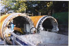 'Little Ceel' on surface at Cornwallis Gardens being prepared for final journey underground to the Town Centre.